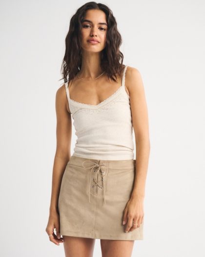 Eternal Sunset Collection Lace Trim Cami & Lace-Up Mini Skirt Set